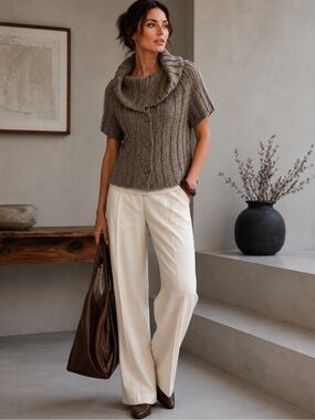 Sarah Pacini| Knit Short Sleeve Sweater NWT